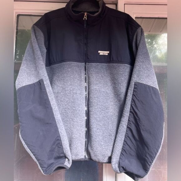 Abercrombie & Fitch gray/black UNISEX long sleeved jacket. Full zipper, XL - Picture 1 of 14